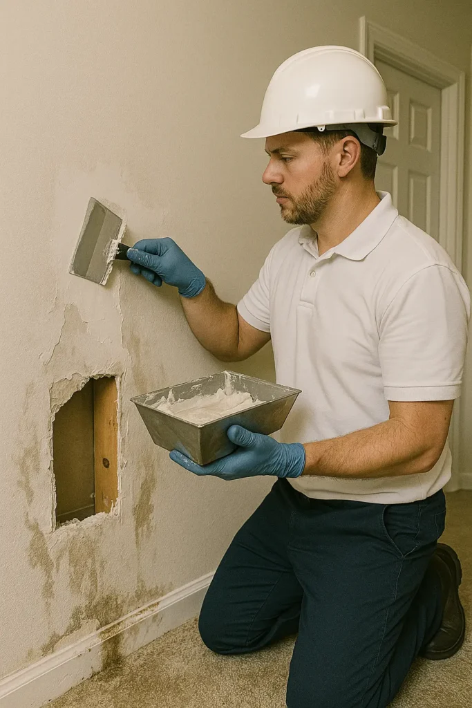 fixing drywall damaged by water