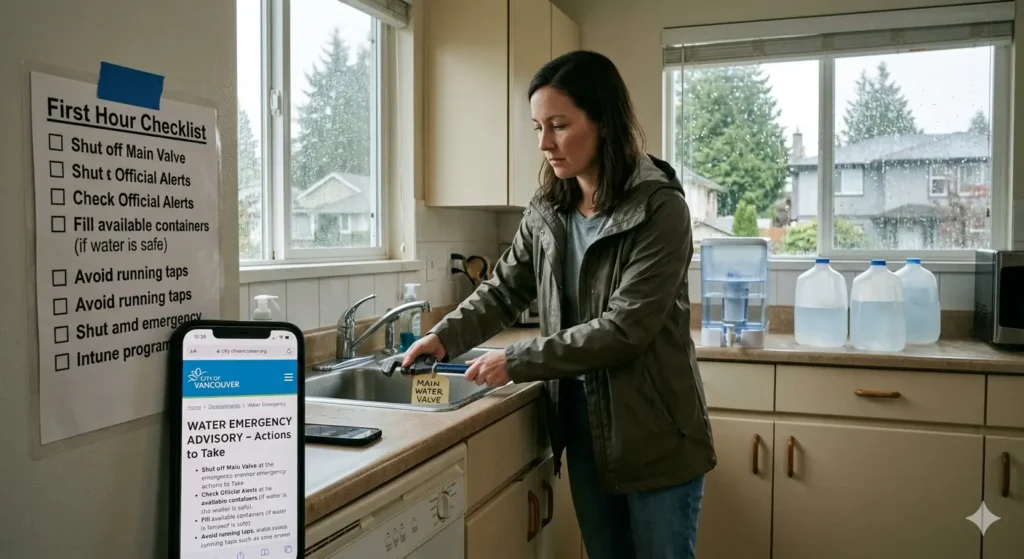 First Hour of a Water Emergency